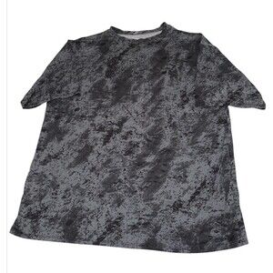 Fashion Nova Oversized Tee Men's Medium Black Gray Marbled Tie Dye Crew Neck